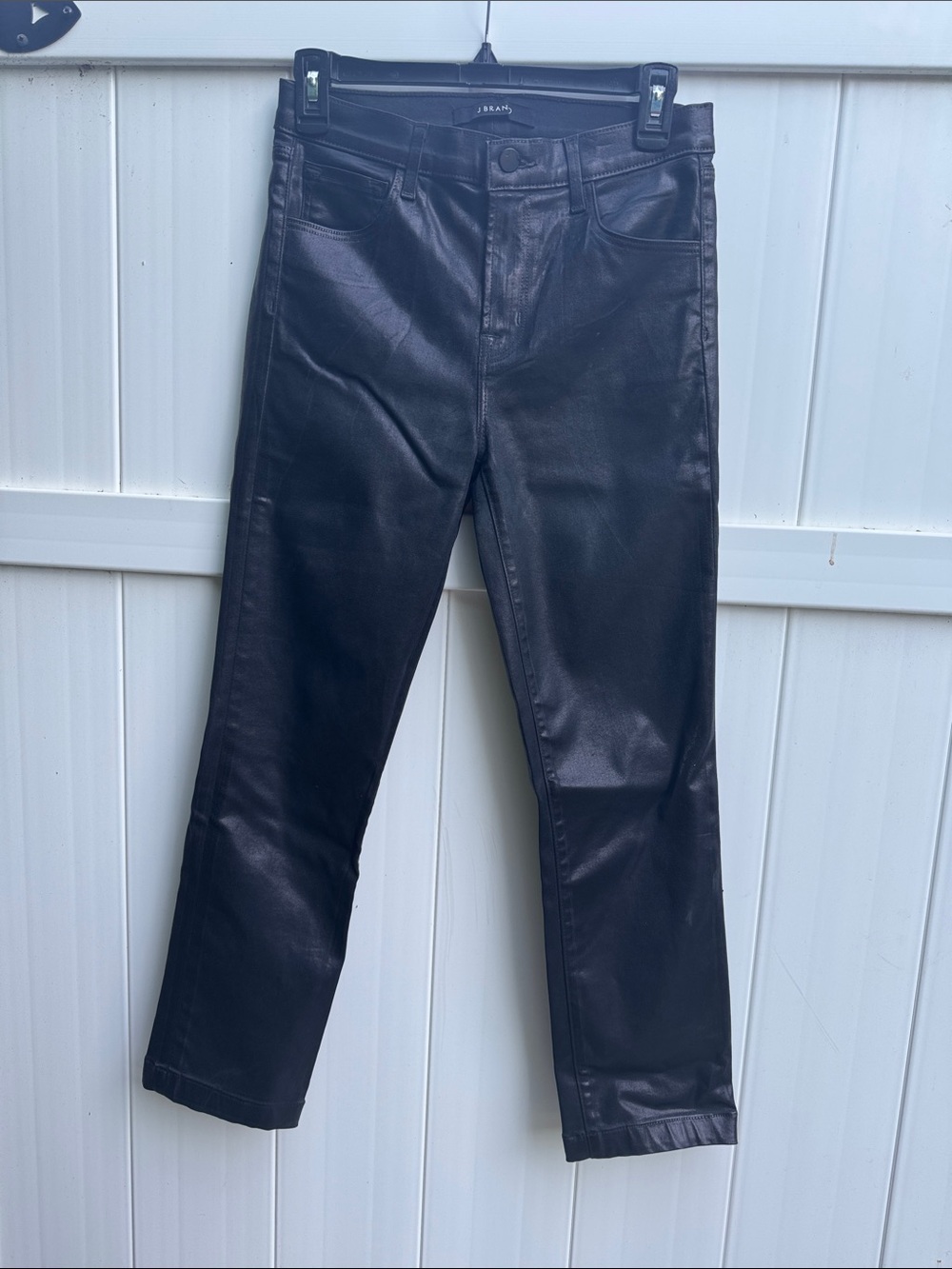 J Brand Black Faux Leather Straight Leg Pants